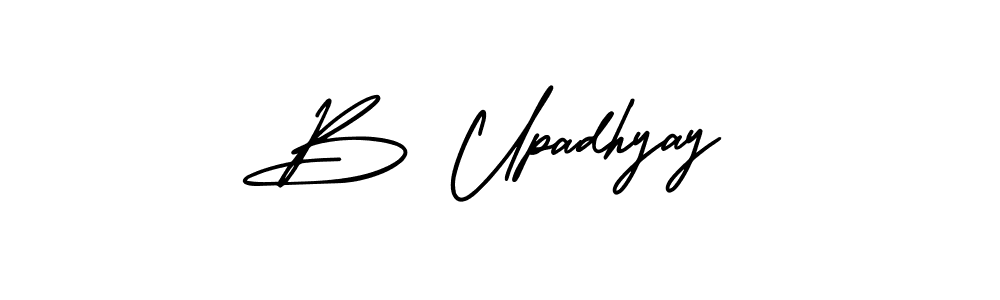 You should practise on your own different ways (AmerikaSignatureDemo-Regular) to write your name (B Upadhyay) in signature. don't let someone else do it for you. B Upadhyay signature style 3 images and pictures png