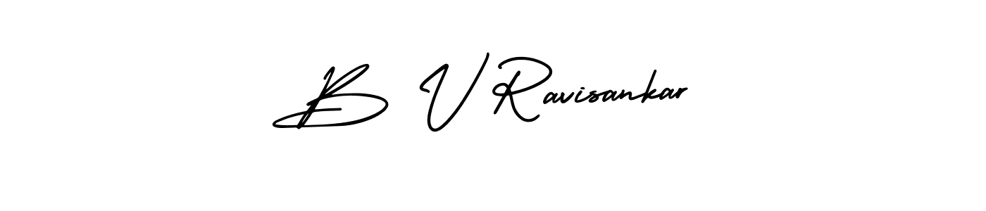 How to make B V Ravisankar name signature. Use AmerikaSignatureDemo-Regular style for creating short signs online. This is the latest handwritten sign. B V Ravisankar signature style 3 images and pictures png