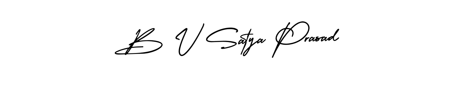 The best way (AmerikaSignatureDemo-Regular) to make a short signature is to pick only two or three words in your name. The name B V Satya Prasad include a total of six letters. For converting this name. B V Satya Prasad signature style 3 images and pictures png