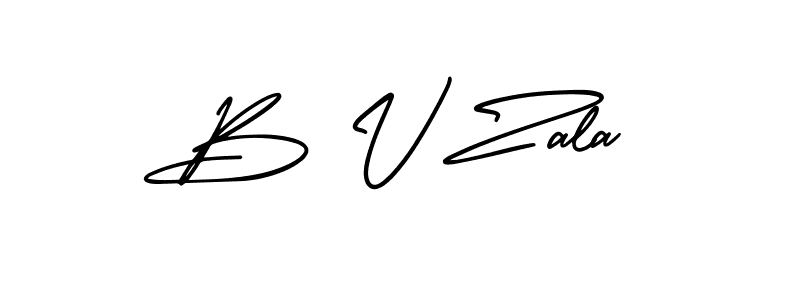 Design your own signature with our free online signature maker. With this signature software, you can create a handwritten (AmerikaSignatureDemo-Regular) signature for name B V Zala. B V Zala signature style 3 images and pictures png