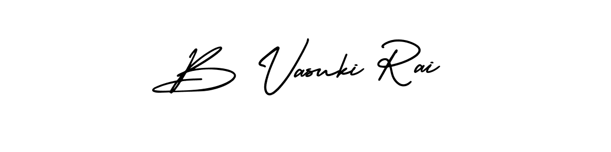 You should practise on your own different ways (AmerikaSignatureDemo-Regular) to write your name (B Vasuki Rai) in signature. don't let someone else do it for you. B Vasuki Rai signature style 3 images and pictures png