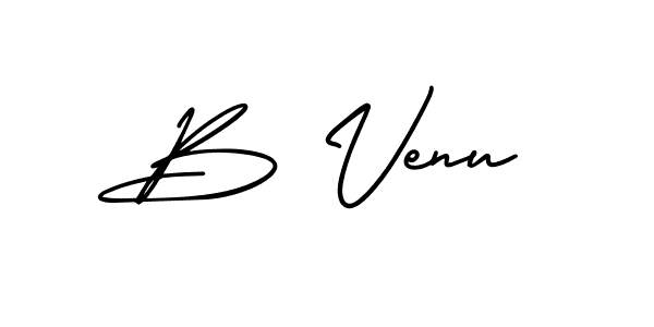 How to make B Venu name signature. Use AmerikaSignatureDemo-Regular style for creating short signs online. This is the latest handwritten sign. B Venu signature style 3 images and pictures png