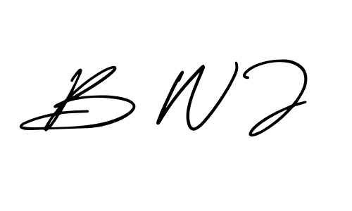 Make a beautiful signature design for name B W J. With this signature (AmerikaSignatureDemo-Regular) style, you can create a handwritten signature for free. B W J signature style 3 images and pictures png