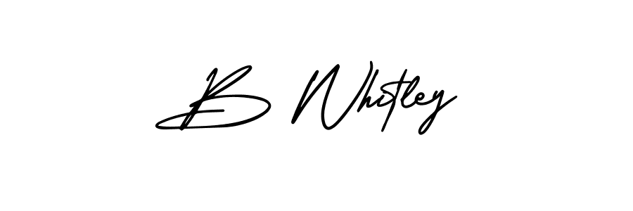 The best way (AmerikaSignatureDemo-Regular) to make a short signature is to pick only two or three words in your name. The name B Whitley include a total of six letters. For converting this name. B Whitley signature style 3 images and pictures png