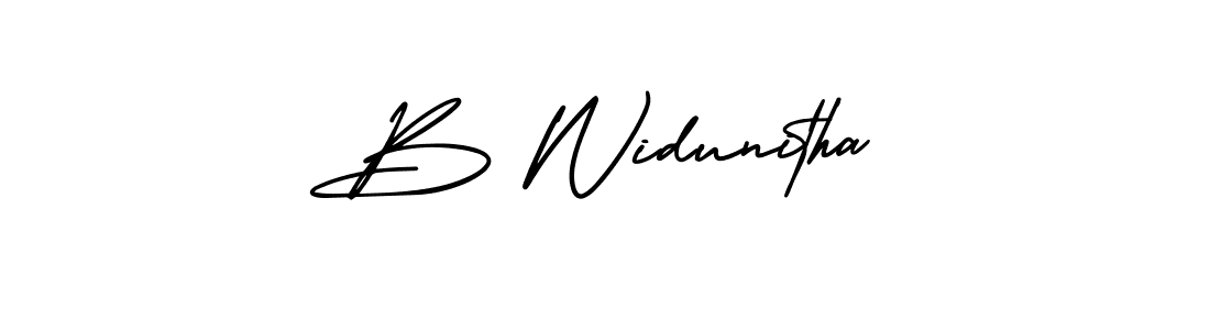 Design your own signature with our free online signature maker. With this signature software, you can create a handwritten (AmerikaSignatureDemo-Regular) signature for name B Widunitha. B Widunitha signature style 3 images and pictures png