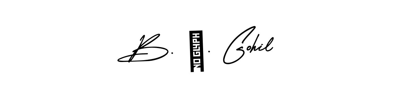 Design your own signature with our free online signature maker. With this signature software, you can create a handwritten (AmerikaSignatureDemo-Regular) signature for name B. આ. Gohil. B. આ. Gohil signature style 3 images and pictures png