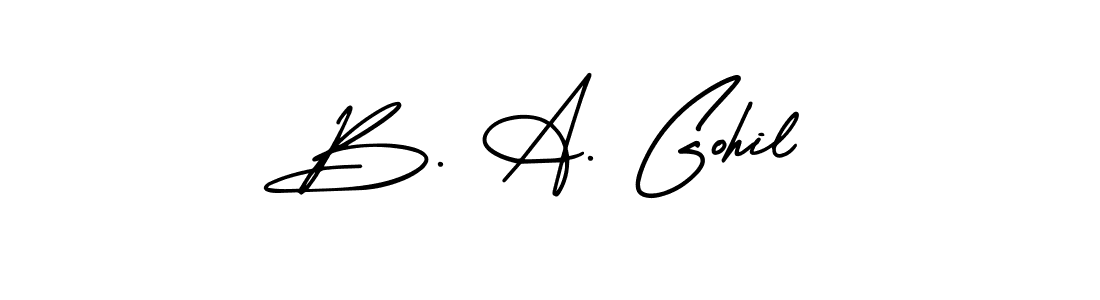 Use a signature maker to create a handwritten signature online. With this signature software, you can design (AmerikaSignatureDemo-Regular) your own signature for name B. A. Gohil. B. A. Gohil signature style 3 images and pictures png