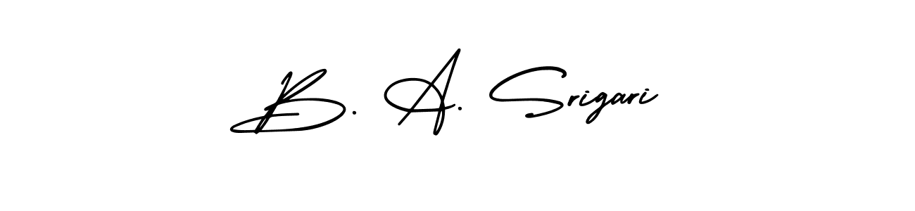 You should practise on your own different ways (AmerikaSignatureDemo-Regular) to write your name (B. A. Srigari) in signature. don't let someone else do it for you. B. A. Srigari signature style 3 images and pictures png