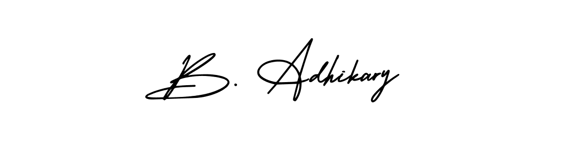 How to Draw B. Adhikary signature style? AmerikaSignatureDemo-Regular is a latest design signature styles for name B. Adhikary. B. Adhikary signature style 3 images and pictures png