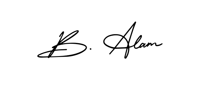 The best way (AmerikaSignatureDemo-Regular) to make a short signature is to pick only two or three words in your name. The name B. Alam include a total of six letters. For converting this name. B. Alam signature style 3 images and pictures png