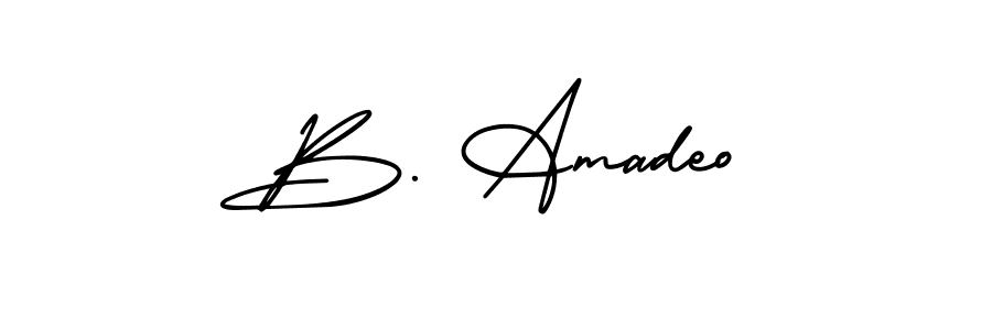 AmerikaSignatureDemo-Regular is a professional signature style that is perfect for those who want to add a touch of class to their signature. It is also a great choice for those who want to make their signature more unique. Get B. Amadeo name to fancy signature for free. B. Amadeo signature style 3 images and pictures png