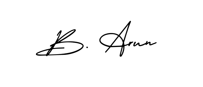 The best way (AmerikaSignatureDemo-Regular) to make a short signature is to pick only two or three words in your name. The name B. Arun include a total of six letters. For converting this name. B. Arun signature style 3 images and pictures png