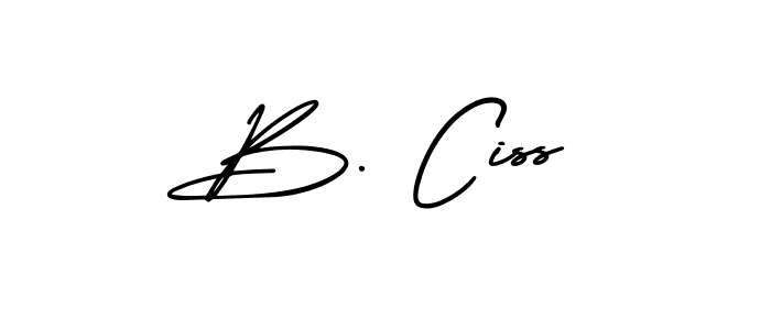 You should practise on your own different ways (AmerikaSignatureDemo-Regular) to write your name (B. Ciss) in signature. don't let someone else do it for you. B. Ciss signature style 3 images and pictures png