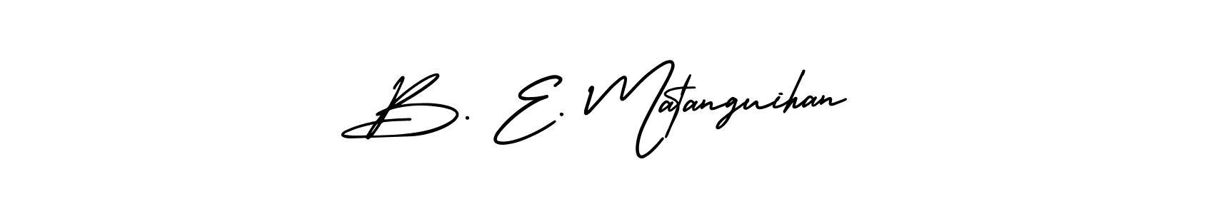 B. E. Matanguihan stylish signature style. Best Handwritten Sign (AmerikaSignatureDemo-Regular) for my name. Handwritten Signature Collection Ideas for my name B. E. Matanguihan. B. E. Matanguihan signature style 3 images and pictures png