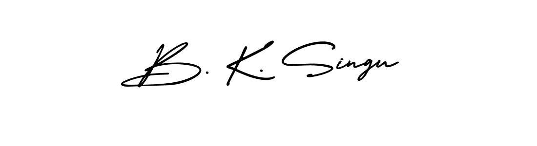 How to make B. K. Singu name signature. Use AmerikaSignatureDemo-Regular style for creating short signs online. This is the latest handwritten sign. B. K. Singu signature style 3 images and pictures png