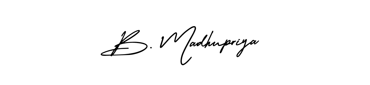 Use a signature maker to create a handwritten signature online. With this signature software, you can design (AmerikaSignatureDemo-Regular) your own signature for name B. Madhupriya. B. Madhupriya signature style 3 images and pictures png
