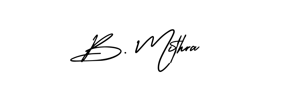 Use a signature maker to create a handwritten signature online. With this signature software, you can design (AmerikaSignatureDemo-Regular) your own signature for name B. Mithra. B. Mithra signature style 3 images and pictures png