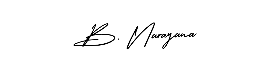 The best way (AmerikaSignatureDemo-Regular) to make a short signature is to pick only two or three words in your name. The name B. Narayana include a total of six letters. For converting this name. B. Narayana signature style 3 images and pictures png