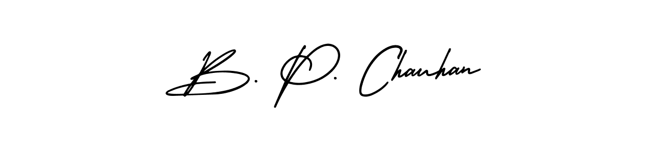 You should practise on your own different ways (AmerikaSignatureDemo-Regular) to write your name (B. P. Chauhan) in signature. don't let someone else do it for you. B. P. Chauhan signature style 3 images and pictures png