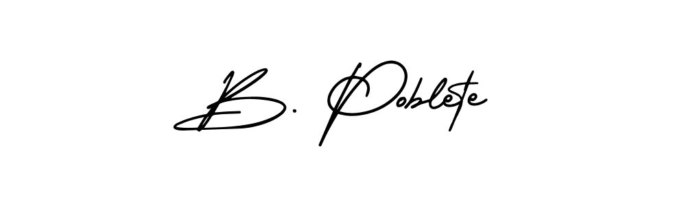Create a beautiful signature design for name B. Poblete. With this signature (AmerikaSignatureDemo-Regular) fonts, you can make a handwritten signature for free. B. Poblete signature style 3 images and pictures png