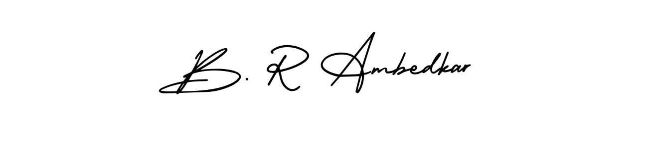 You should practise on your own different ways (AmerikaSignatureDemo-Regular) to write your name (B. R Ambedkar) in signature. don't let someone else do it for you. B. R Ambedkar signature style 3 images and pictures png