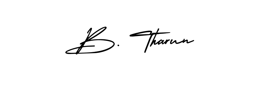 How to make B. Tharun name signature. Use AmerikaSignatureDemo-Regular style for creating short signs online. This is the latest handwritten sign. B. Tharun signature style 3 images and pictures png