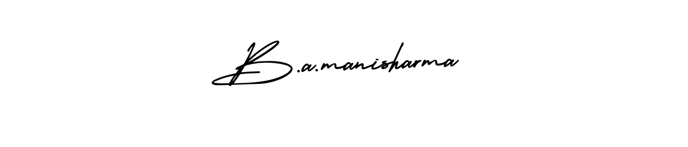 Also You can easily find your signature by using the search form. We will create B.a.manisharma name handwritten signature images for you free of cost using AmerikaSignatureDemo-Regular sign style. B.a.manisharma signature style 3 images and pictures png