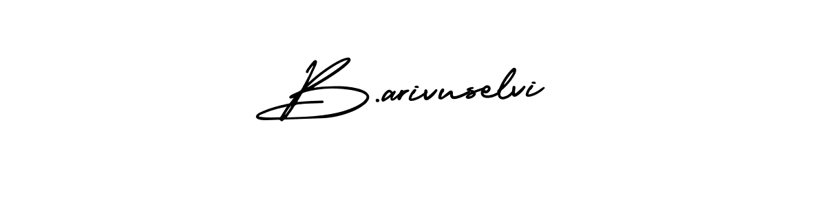 if you are searching for the best signature style for your name B.arivuselvi. so please give up your signature search. here we have designed multiple signature styles  using AmerikaSignatureDemo-Regular. B.arivuselvi signature style 3 images and pictures png
