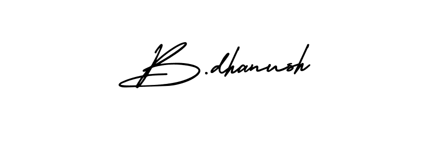 The best way (AmerikaSignatureDemo-Regular) to make a short signature is to pick only two or three words in your name. The name B.dhanush include a total of six letters. For converting this name. B.dhanush signature style 3 images and pictures png