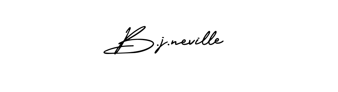 How to make B.j.neville name signature. Use AmerikaSignatureDemo-Regular style for creating short signs online. This is the latest handwritten sign. B.j.neville signature style 3 images and pictures png