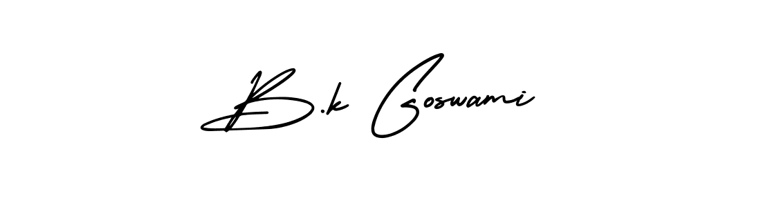 Design your own signature with our free online signature maker. With this signature software, you can create a handwritten (AmerikaSignatureDemo-Regular) signature for name B.k Goswami. B.k Goswami signature style 3 images and pictures png