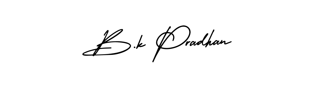 Make a beautiful signature design for name B.k Pradhan. With this signature (AmerikaSignatureDemo-Regular) style, you can create a handwritten signature for free. B.k Pradhan signature style 3 images and pictures png