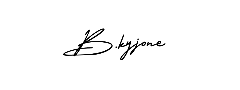 Design your own signature with our free online signature maker. With this signature software, you can create a handwritten (AmerikaSignatureDemo-Regular) signature for name B.kyjone. B.kyjone signature style 3 images and pictures png