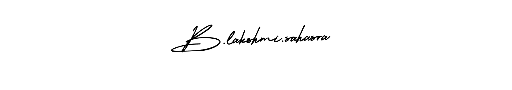 You should practise on your own different ways (AmerikaSignatureDemo-Regular) to write your name (B.lakshmi.sahasra) in signature. don't let someone else do it for you. B.lakshmi.sahasra signature style 3 images and pictures png