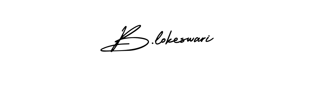 Similarly AmerikaSignatureDemo-Regular is the best handwritten signature design. Signature creator online .You can use it as an online autograph creator for name B.lokeswari. B.lokeswari signature style 3 images and pictures png