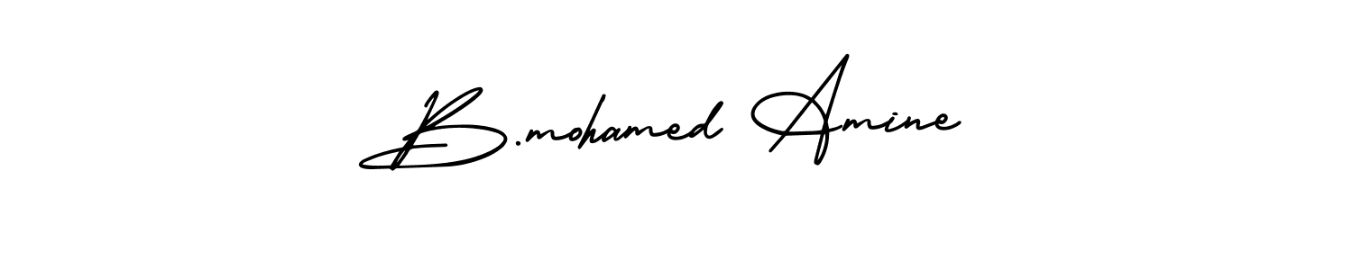 The best way (AmerikaSignatureDemo-Regular) to make a short signature is to pick only two or three words in your name. The name B.mohamed Amine include a total of six letters. For converting this name. B.mohamed Amine signature style 3 images and pictures png