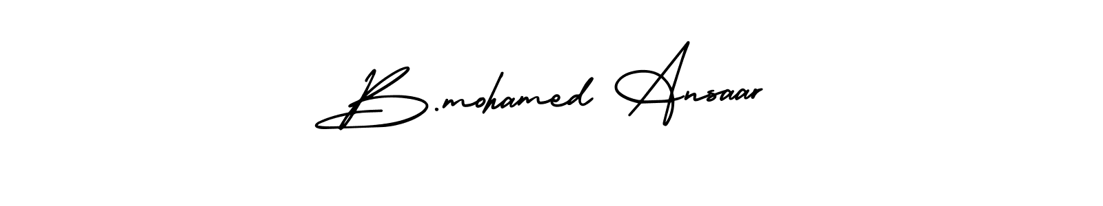 The best way (AmerikaSignatureDemo-Regular) to make a short signature is to pick only two or three words in your name. The name B.mohamed Ansaar include a total of six letters. For converting this name. B.mohamed Ansaar signature style 3 images and pictures png