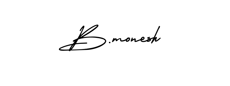 How to Draw B.monesh signature style? AmerikaSignatureDemo-Regular is a latest design signature styles for name B.monesh. B.monesh signature style 3 images and pictures png