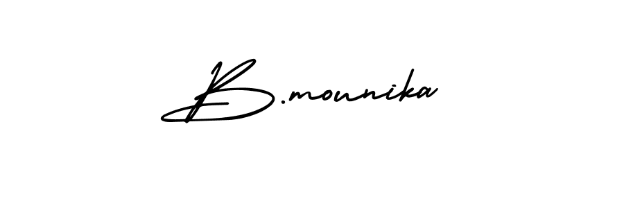 Also You can easily find your signature by using the search form. We will create B.mounika name handwritten signature images for you free of cost using AmerikaSignatureDemo-Regular sign style. B.mounika signature style 3 images and pictures png