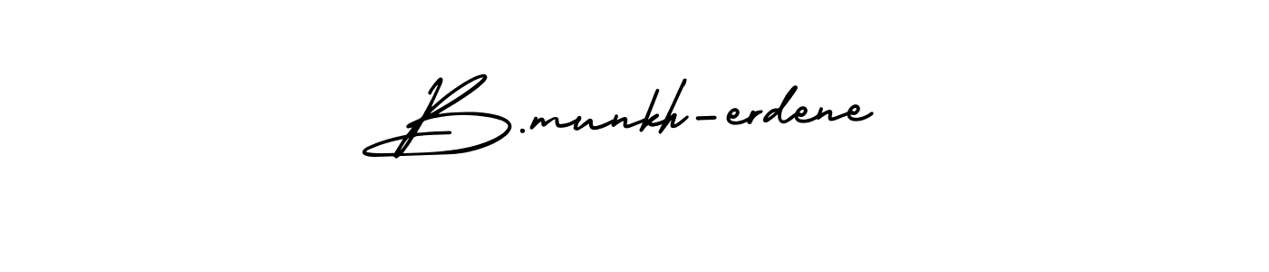 The best way (AmerikaSignatureDemo-Regular) to make a short signature is to pick only two or three words in your name. The name B.munkh-erdene include a total of six letters. For converting this name. B.munkh-erdene signature style 3 images and pictures png