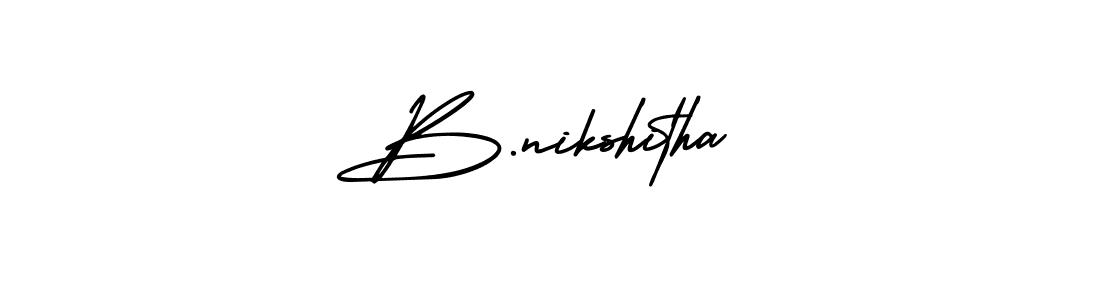 Design your own signature with our free online signature maker. With this signature software, you can create a handwritten (AmerikaSignatureDemo-Regular) signature for name B.nikshitha. B.nikshitha signature style 3 images and pictures png