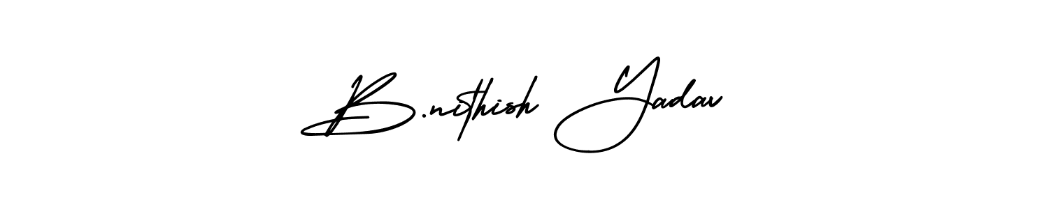 Make a beautiful signature design for name B.nithish Yadav. With this signature (AmerikaSignatureDemo-Regular) style, you can create a handwritten signature for free. B.nithish Yadav signature style 3 images and pictures png