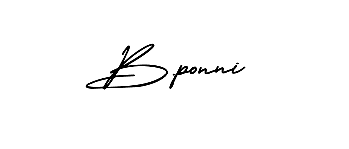 Create a beautiful signature design for name B.ponni. With this signature (AmerikaSignatureDemo-Regular) fonts, you can make a handwritten signature for free. B.ponni signature style 3 images and pictures png