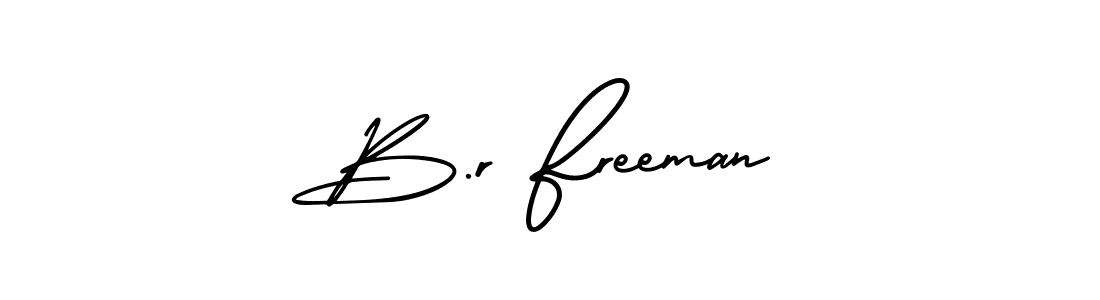 You should practise on your own different ways (AmerikaSignatureDemo-Regular) to write your name (B.r Freeman) in signature. don't let someone else do it for you. B.r Freeman signature style 3 images and pictures png