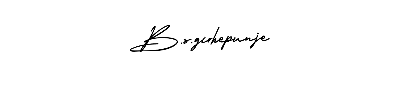 How to make B.s.girhepunje name signature. Use AmerikaSignatureDemo-Regular style for creating short signs online. This is the latest handwritten sign. B.s.girhepunje signature style 3 images and pictures png