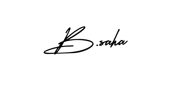 Make a beautiful signature design for name B.saha. With this signature (AmerikaSignatureDemo-Regular) style, you can create a handwritten signature for free. B.saha signature style 3 images and pictures png