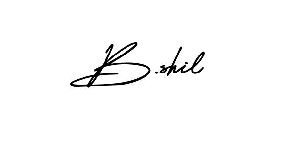 You should practise on your own different ways (AmerikaSignatureDemo-Regular) to write your name (B.shil) in signature. don't let someone else do it for you. B.shil signature style 3 images and pictures png