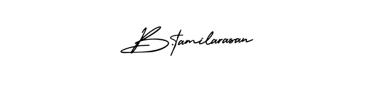 You should practise on your own different ways (AmerikaSignatureDemo-Regular) to write your name (B.tamilarasan) in signature. don't let someone else do it for you. B.tamilarasan signature style 3 images and pictures png