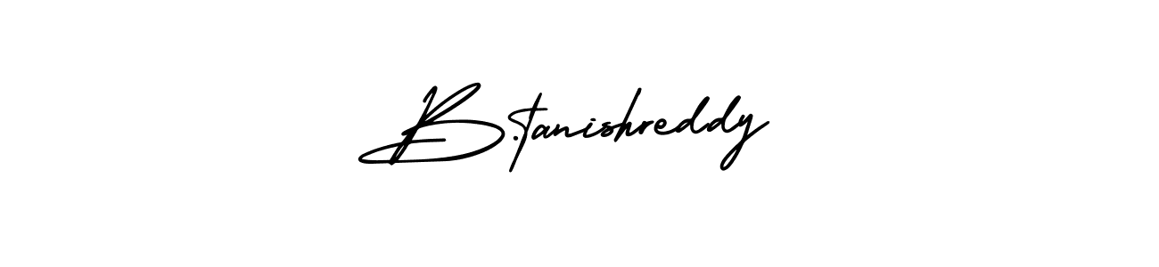 You should practise on your own different ways (AmerikaSignatureDemo-Regular) to write your name (B.tanishreddy) in signature. don't let someone else do it for you. B.tanishreddy signature style 3 images and pictures png