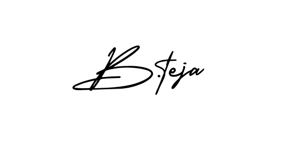 You should practise on your own different ways (AmerikaSignatureDemo-Regular) to write your name (B.teja) in signature. don't let someone else do it for you. B.teja signature style 3 images and pictures png